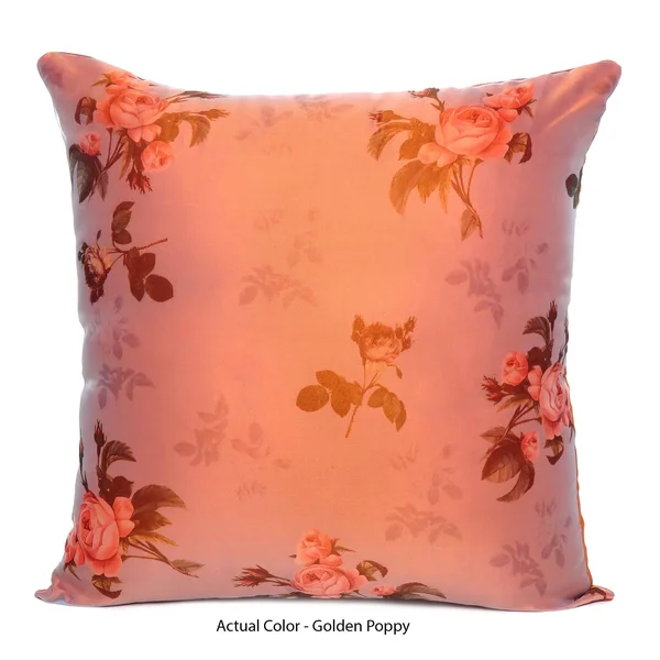 Oussum Home Decor Satin Organza Cushion Cover Decorative Pillow Cover Floral Pillow Case Set of 2 - 18 x 18 - Silver