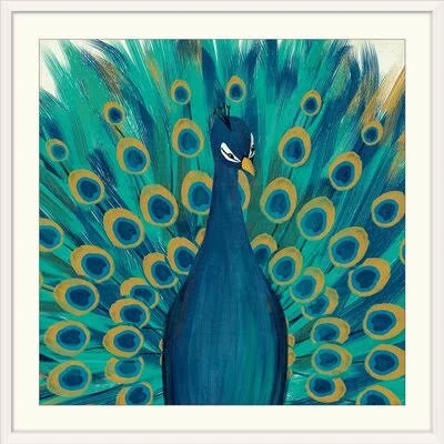 &Proud As A Peacock I& by Veronique Charron Painting Print Great Big Canvas Format: White Frame - Size: 20x22 H x 20x22 W x 1x22