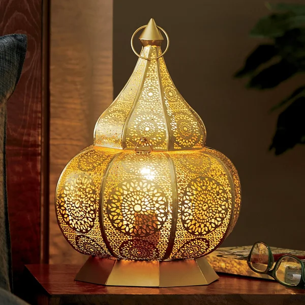 Table Lantern, Gold, Metal