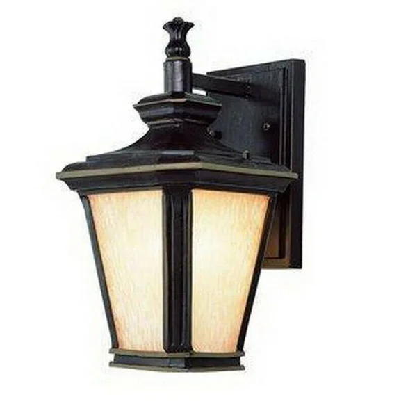 Trans Globe 5840 BGO Coach Lantern - Brown w/Gold - 7W in.