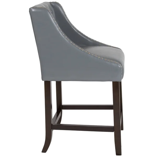 Lancaster Home Transitional Tufted Upholstered/Walnut Finish Counter Stool (Set of 2) - Brown Leather
