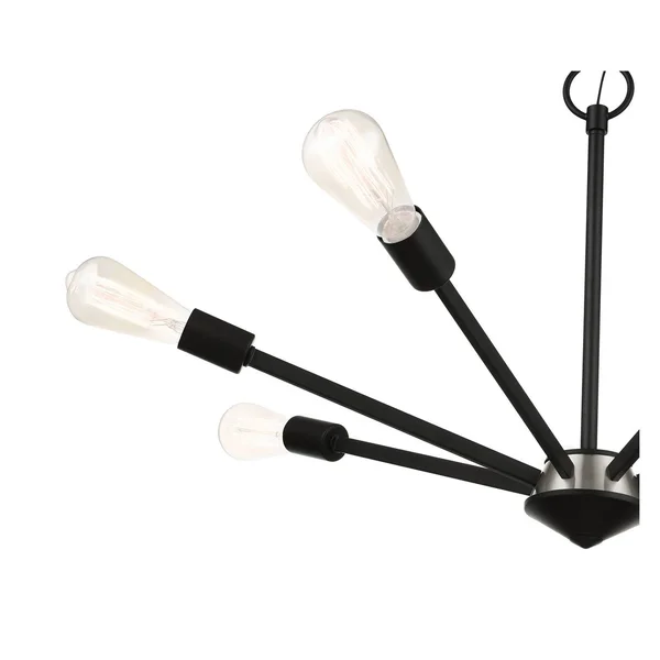 Livex Lighting-45837-04-Prague - 7 Light Chandelier Black/Brushed