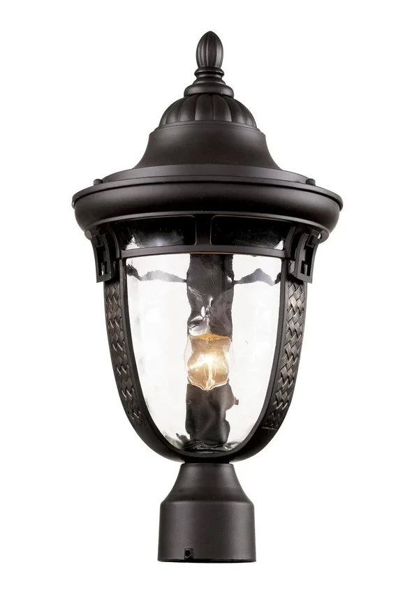 Trans Globe One Light Rubbed Oil Bronze Water Glass Post Light 40223 Rob