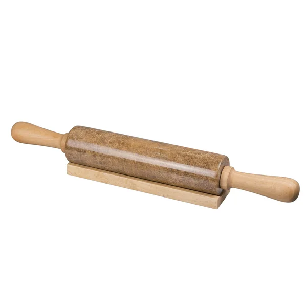 Creative Home 18x22 L Deluxe Genuine Mocha Marble Stone Rolling Pin with Wood Handles & Cradle