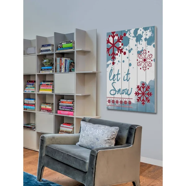 Let It Snow Painting Print on White Wood - Size: 24 inch x 16 inch