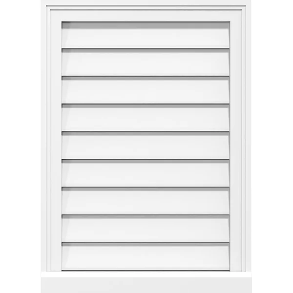 Ekena Millwork GVPVE24X2803SF 24x22W x 28x22H Vertical Surface Mount PVC Gable Vent: Functional - w/ 2x22W x 2x22P Brickmould Sil