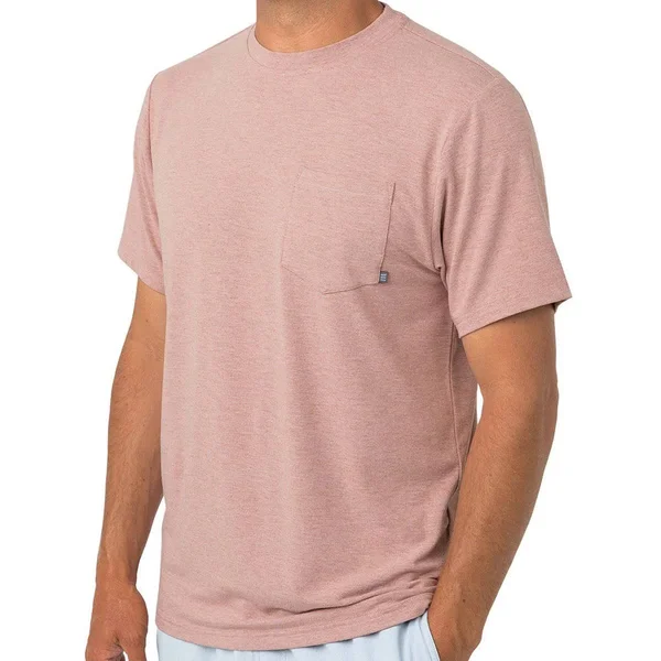 Free Fly Apparel Bamboo Flex Pocket Tee for Men - Heather Adobe Red, Large