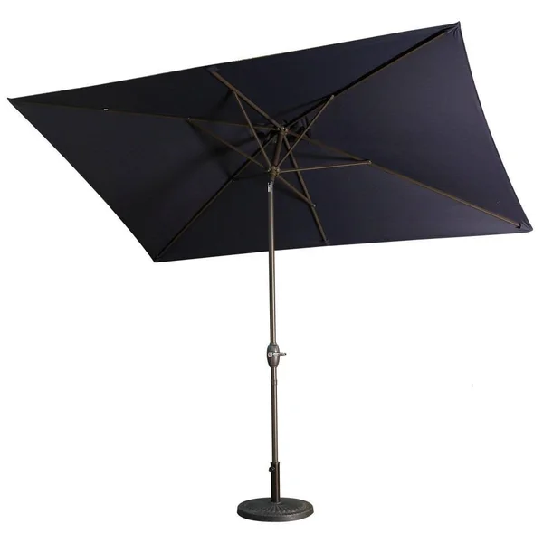 CASAINC 10 ft. Aluminum Rectanglar Market Patio Umbrella in Navy Blue