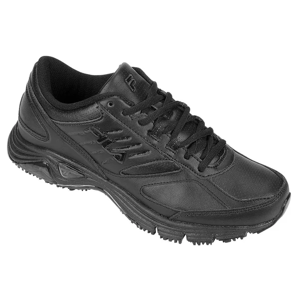 Fila Women's Memory Flux Slip Resistant Sneakers, Black Leather