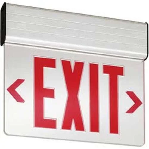 Lithonia Lighting Edg W 2 Rmr Surface Mount LED Edge-lit Exit - White Housing, Double Face, Red on Mirror Letter, AC Only
