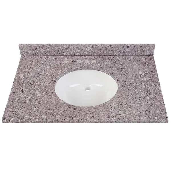 Home Decorators Collection 37 in. W x 22 in. D Stone Effects Vanity Top in Mineral Gray with White Sink SE37O-MG