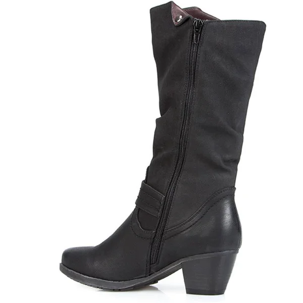 Pavers Women's Lightweight Calf Boot with Buckle - Burgundy, US 05