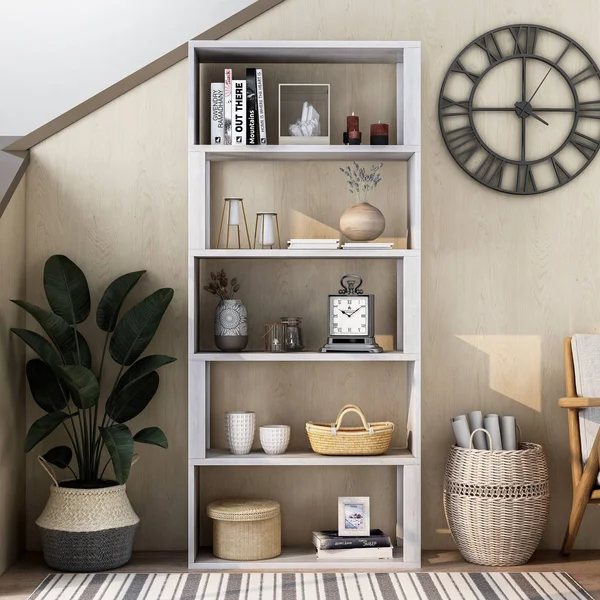 70.75x22 Montalva 5 Shelf Bookcase White Oak - HOMES: Inside + Out
