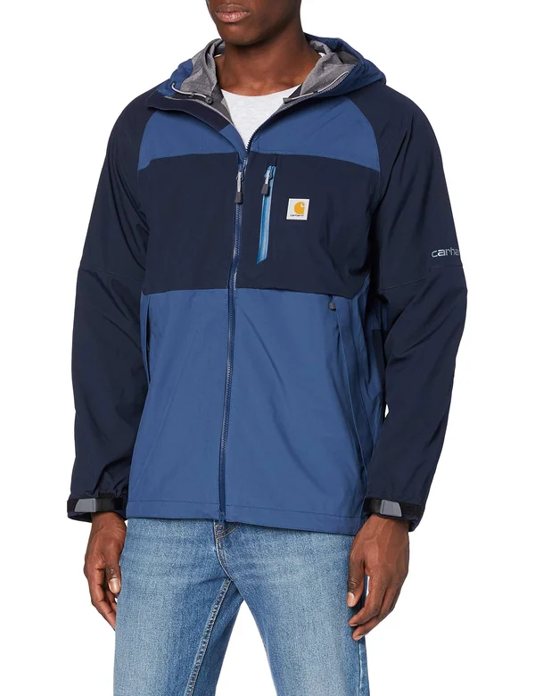 Carhartt Men's Storm Defender Force Midweight Hooded Jacket, Dark Blue/Navy, Large