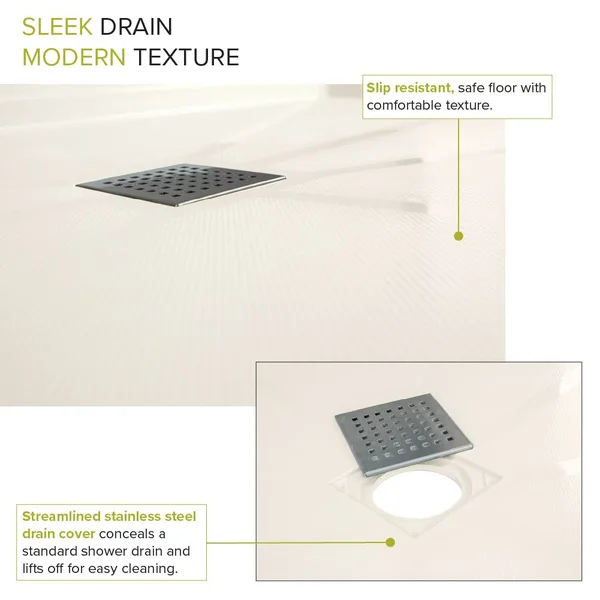 Transolid Fl4836c-32 Linear 48-in L x 36-in W Single Threshold Shower Base with A Center Drain - Cameo, Size: 48-in Large x 36-in