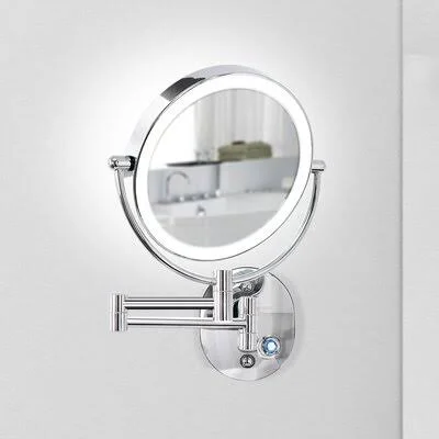 Sania Modern and Contemporary Lighted Magnifying Makeup, Shaving Mirror Wrought Studio Finish: Brushed Nickel, Magnification: 5