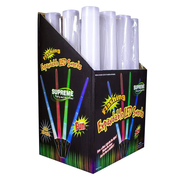 LED Assorted Colors Glow in The Dark Light Up Kids Light Sabers (12 Pack) Bulk