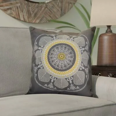Bungalow Rose Soluri Stained Glass Geometric Outdoor Throw Pillow Size: 18x22 H x 18x22 W x 2x22 D - Color: Gray
