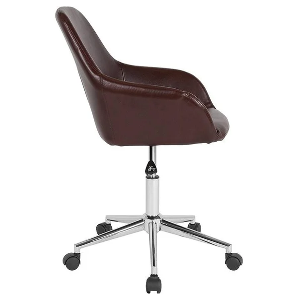 FlashFurniture Cortana Home and Office Leather Mid-Back Chair, Brown