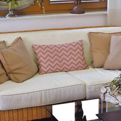 Classic Hand Drawn Chevron Pattern Lumbar Pillow East Urban Home Color: Red/White - Fill Material: No Fill