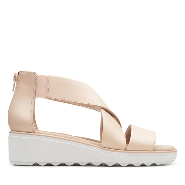 Clarks Women's Jillian Rise Wedge Sandal - Size: 11, Blush Leather