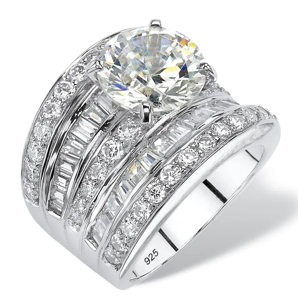 7.14 TCW CZ Ring in Platinum Over Sterling Silver