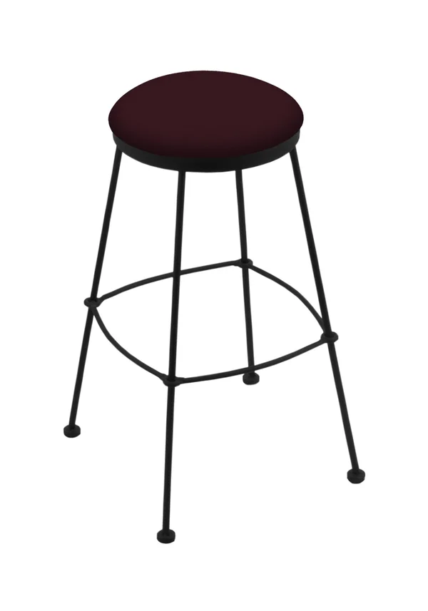 Holland Bar Stool 3030 25x22 Black Wrinkle Stationary Stool with Allante Wine Seat