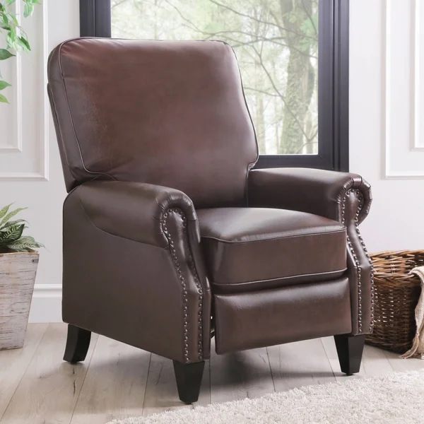 Abbyson Living Braxton Leather Pushback Recliner, Red