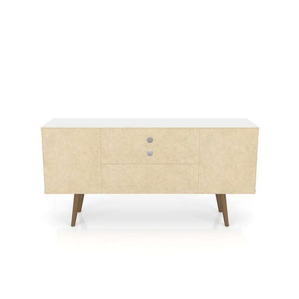 Manhattan Comfort, Liberty 53.14x22 Mid Century Modern TV Stand 5 Shelves White/3D Brown Prints