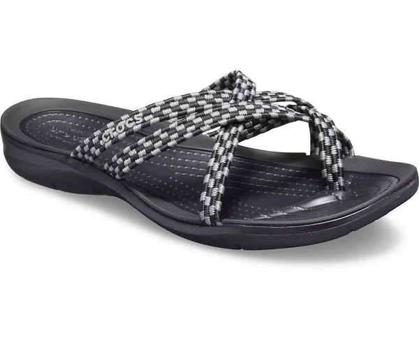 Crocs Swiftwater Braided Web Flip (Black/Black) Women's Sandals