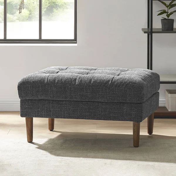 Dark Gray Ottoman - Tufted Cushions, Madison by Castlery