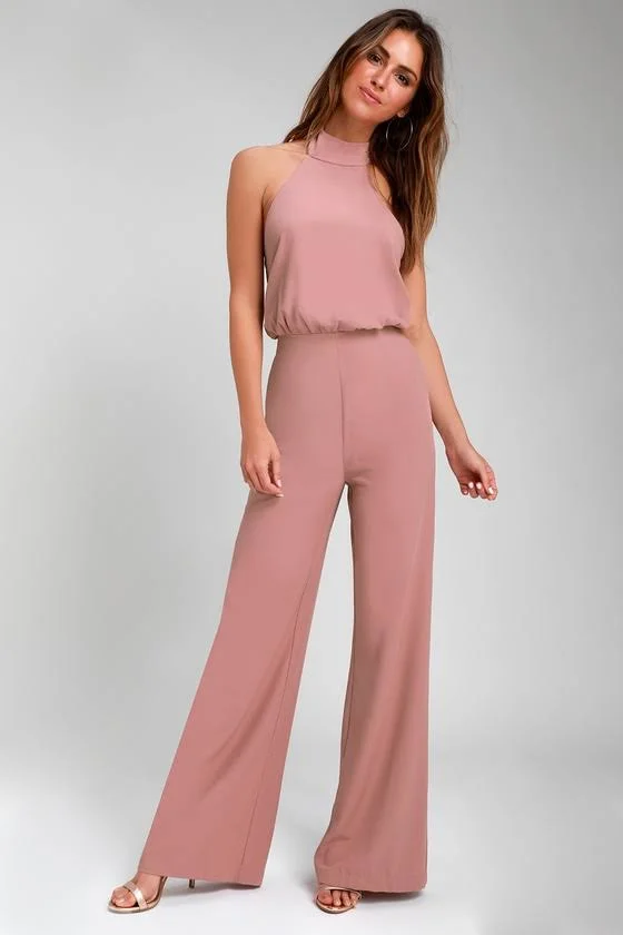 Pink Halter Jumpsuit - Womens, Small, Lulus Exclusive