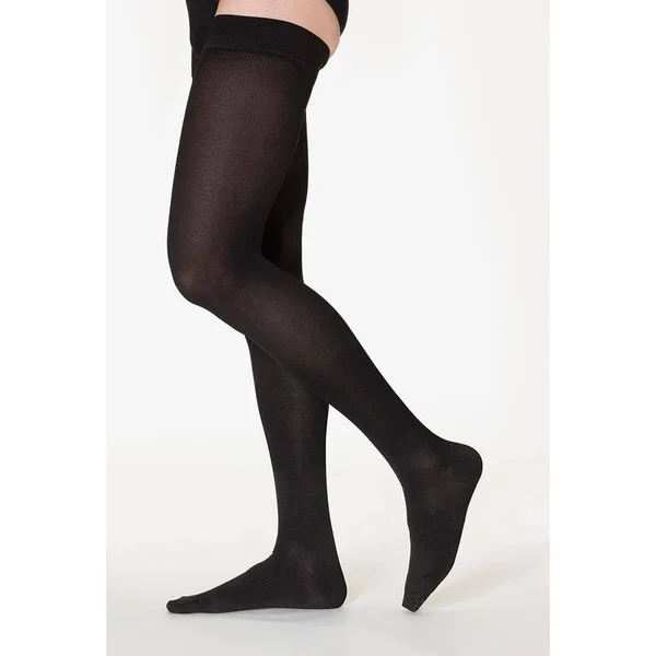 Sigvaris 232nmlw99 20-30 mmHg Long Cotton Thigh High Black-Medium