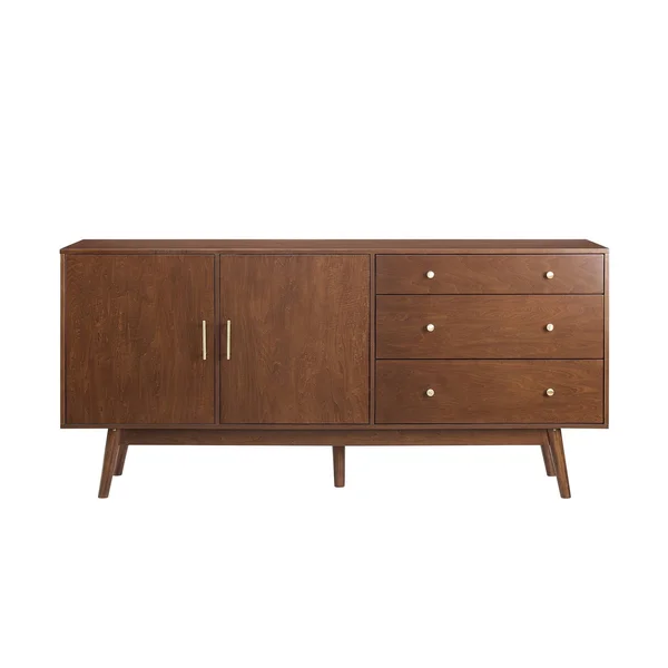 70x22 Mid-Century Modern 3 Drawer and 2 Door Sideboard Walnut - Saracina Home