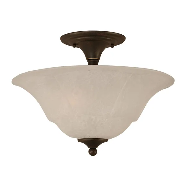 Toltec Lighting-121-DG-53615-Two Light Semi-Flush Mount Dark Granite Finish with White Marble Glass