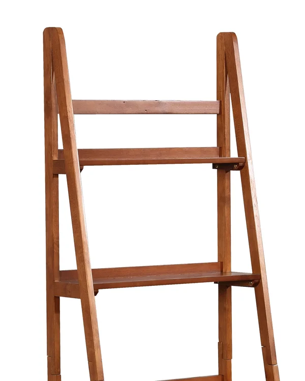 Benzara Ladder Style Wooden Bookcase with 5 Spacious Shelves - Brown