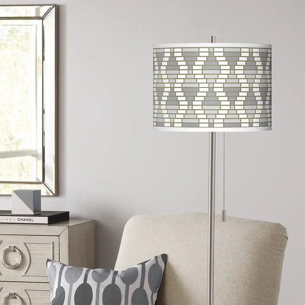 Giclee Glow Stepping Out Brushed Nickel Pull Chain Floor Lamp - Gray