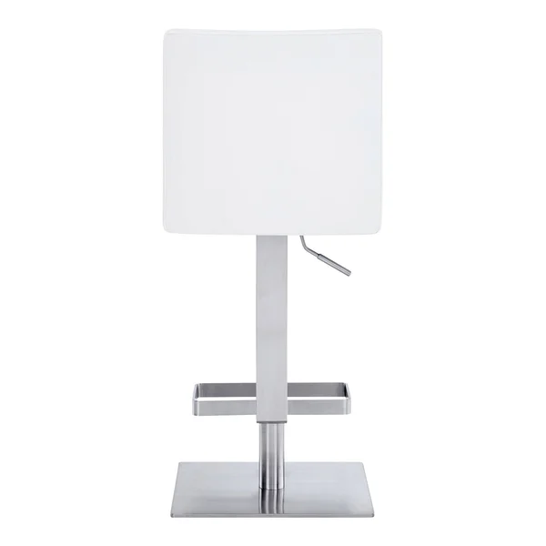Leatherette Swivel Barstool with Adjustable Height, White