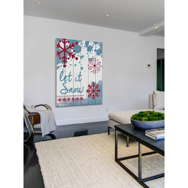 Let It Snow Painting Print on White Wood - Size: 24 inch x 16 inch