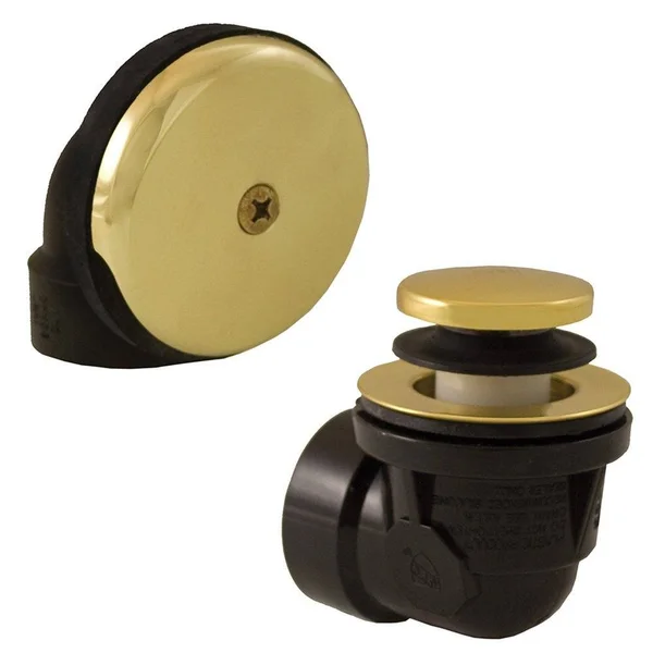 Jones Stephens Schedule 40 ABS One-Hole Polished Brass Toe Touch - Standard Half Kit - No PIPE, Tee or Elbow Included, Plumbing
