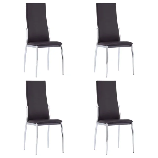 vidaXL Dining Chairs 4 Pcs Brown Faux Leather