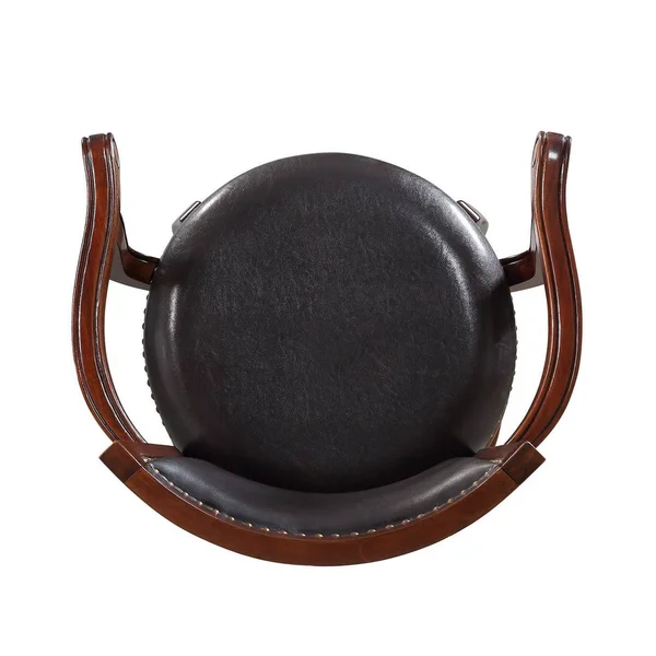 Swivel Barstool with Sleek Rolled Arms and Nailhead Accents, Brown, Saltoro Sherpi