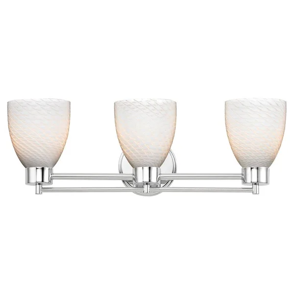 Modern Bathroom Light with White Glass in Chrome Finish