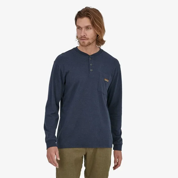 Patagonia Men's Long-Sleeved Work Henley Pocket Tee - Workwear Shirts & Tops - Blue - 53390 - XL