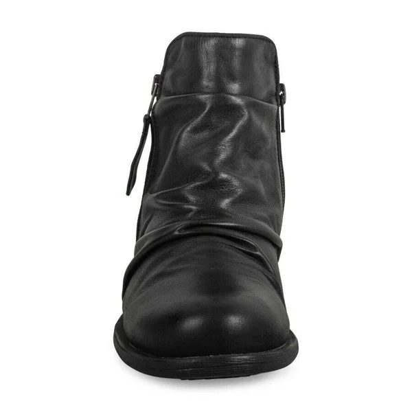 Miz Mooz Leather Ruched Ankle Boots - Layla Black EU 38