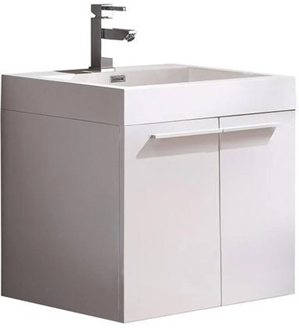Fresca Alto White Modern Bathroom Cabinet with Integrated Sink - White