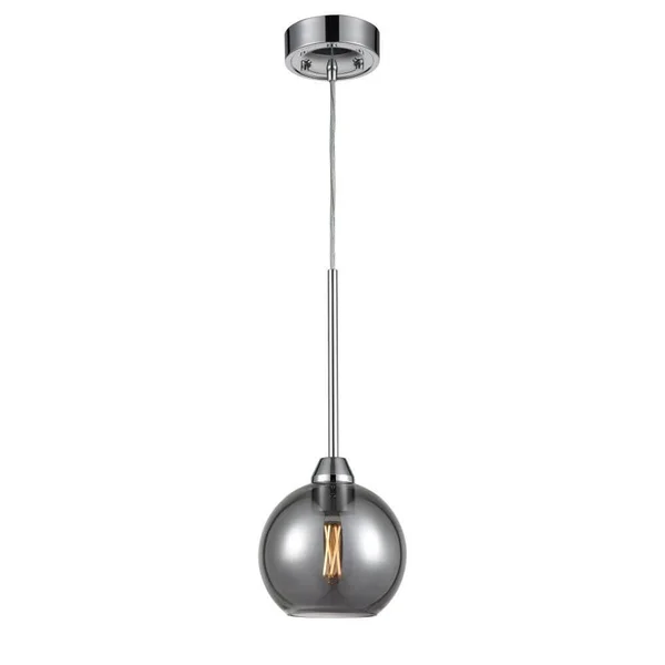 1 Light Pendant in Chrome with Smoke Glass 230318