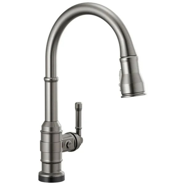 Delta 9190T-KS-DST Broderick Single Handle Pull-Down Kitchen Faucet with Touch2O Technology in Black Stainless