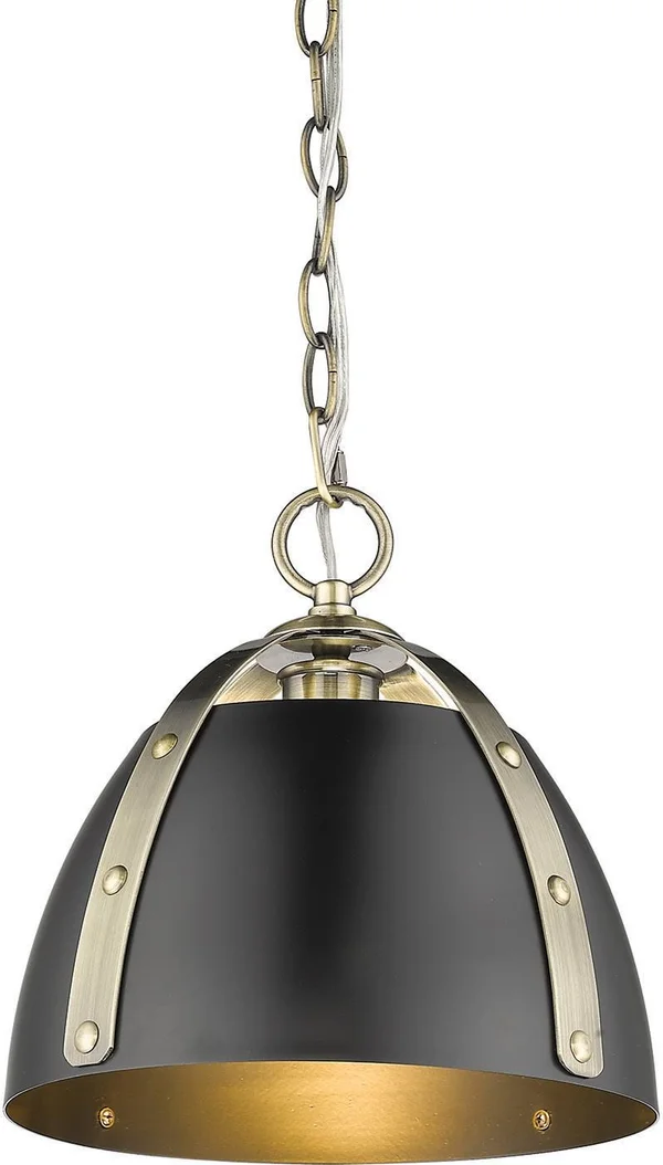 Golden Aldrich Small Pendant - Aged Brass - 6928-S AB-BLK