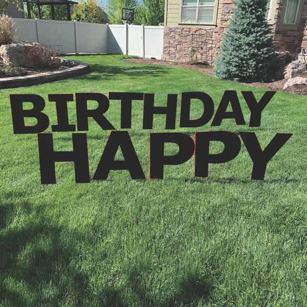 13ct Black Happy Birthday Letters Yard Sign